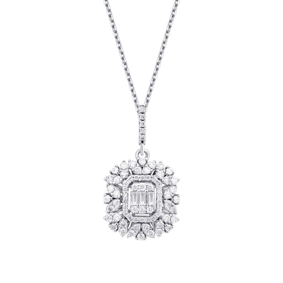 0.46 Carat Diamond Baguette Necklace