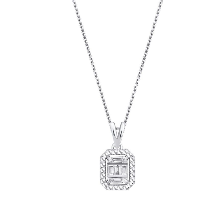 0.09 Carat Diamond-Effect Baguette Necklace