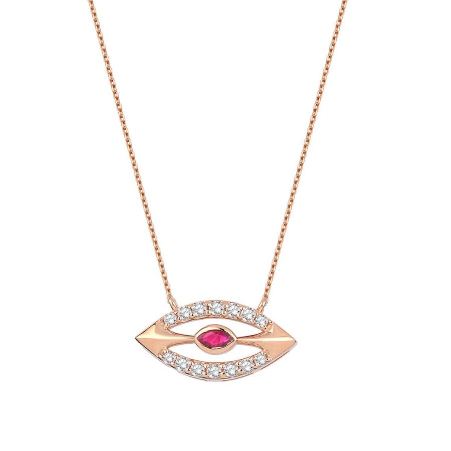0.31 Carat Diamond Ruby Necklace