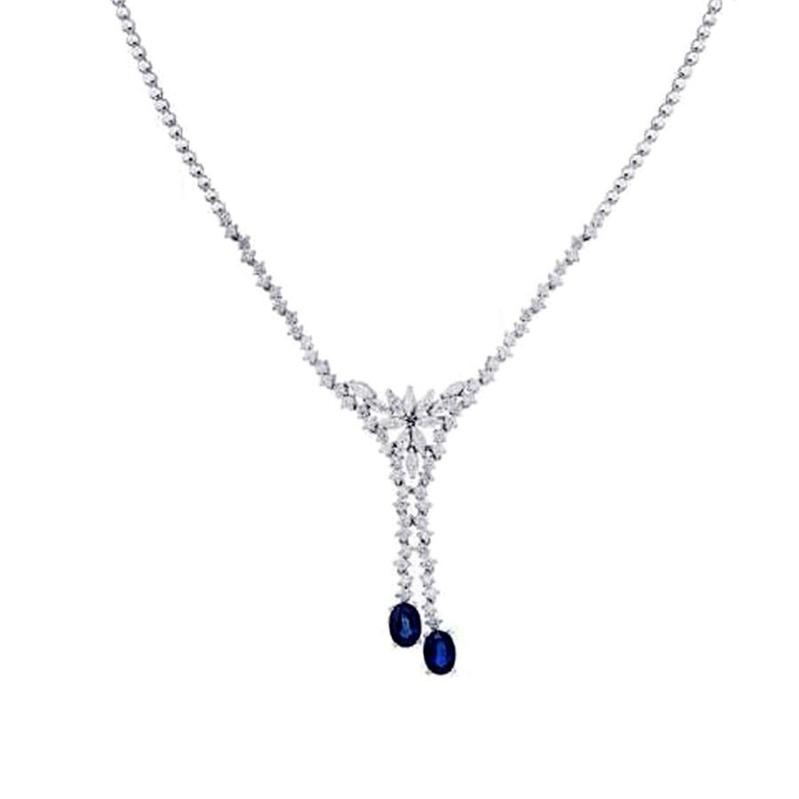 4.28 Carat Diamond Sapphire Necklace