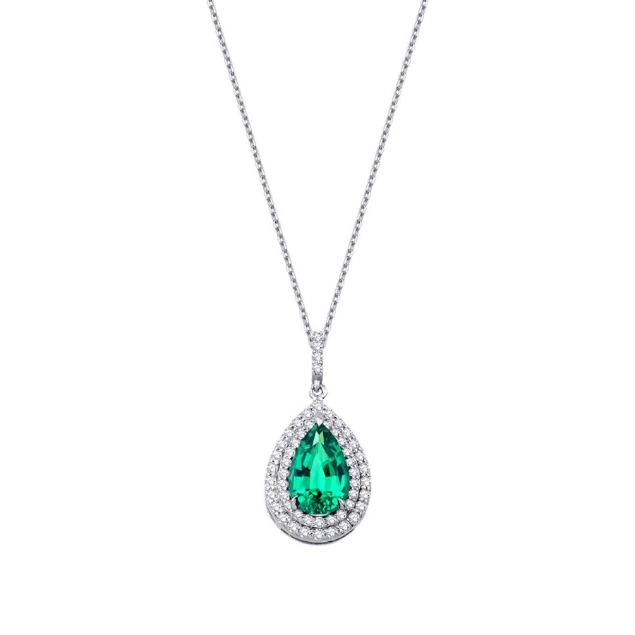 0.47 Carat Diamond Emerald Pear Necklace