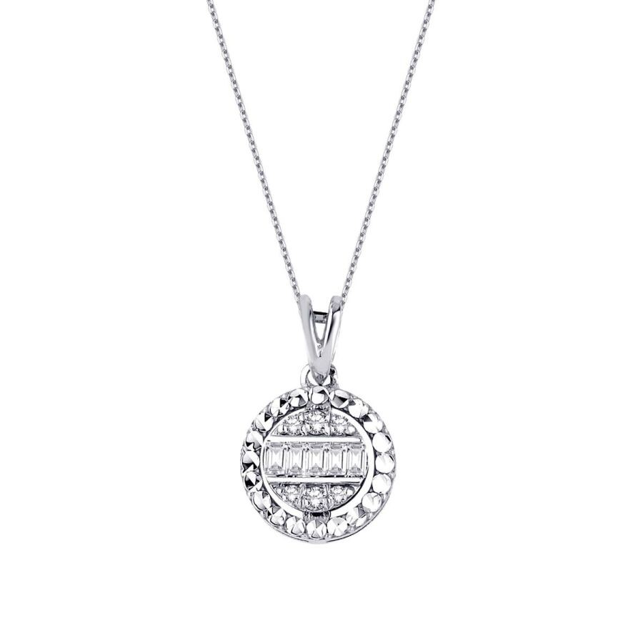 0.08 Carat Diamond-Effect Baguette Necklace