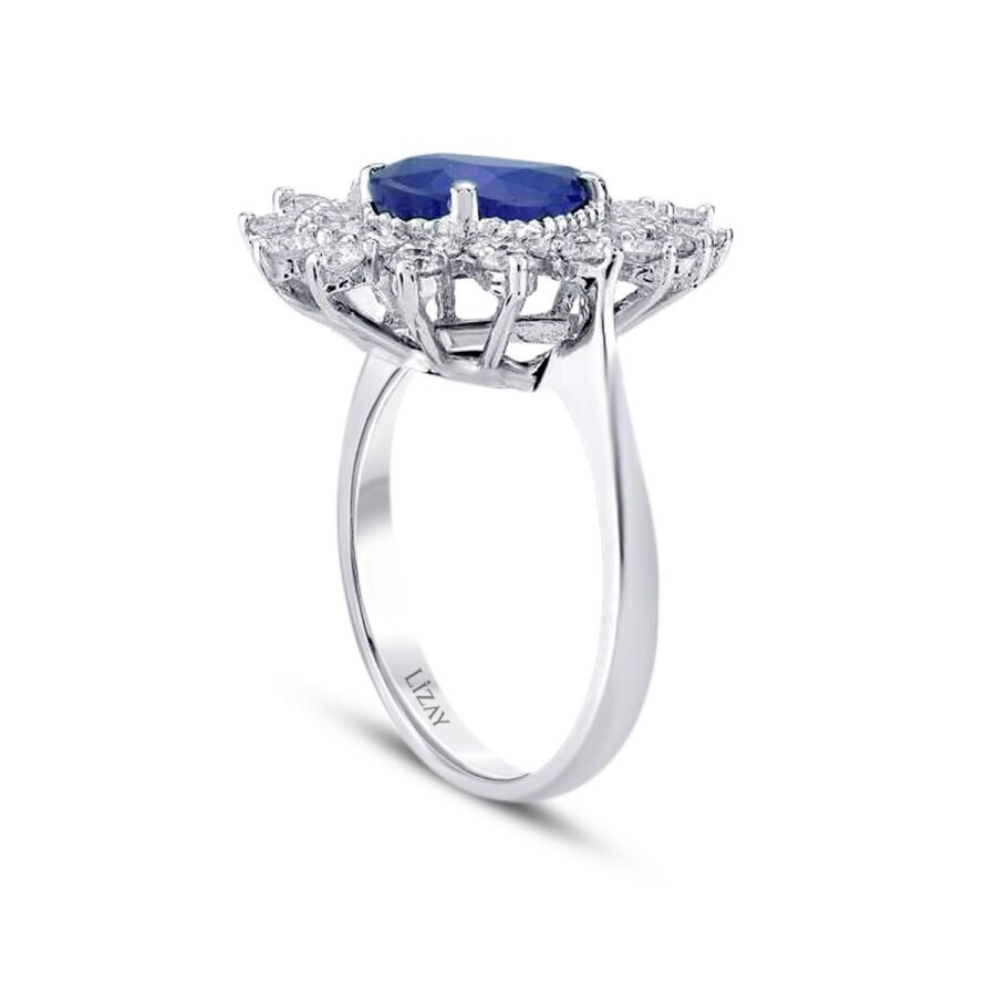 4.41 Carat Diamond Pear Sapphire Ring