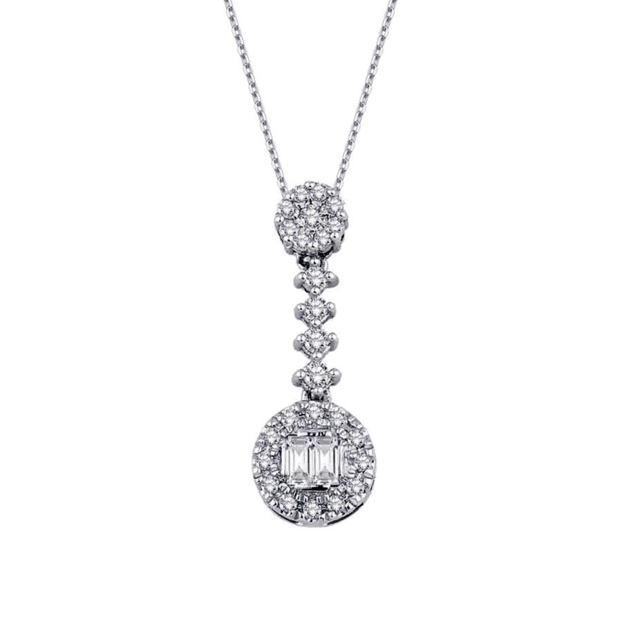 0.19 Carat Diamond Baguette Necklace