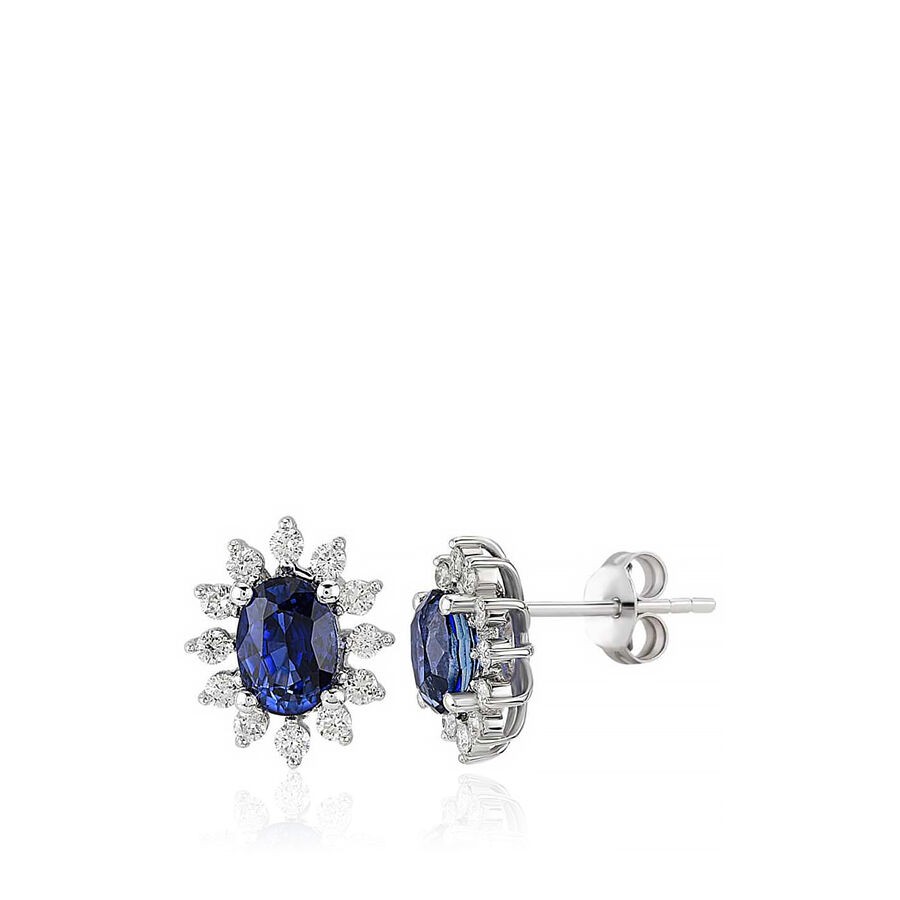 2.57 Carat Diamond Sapphire Earrings