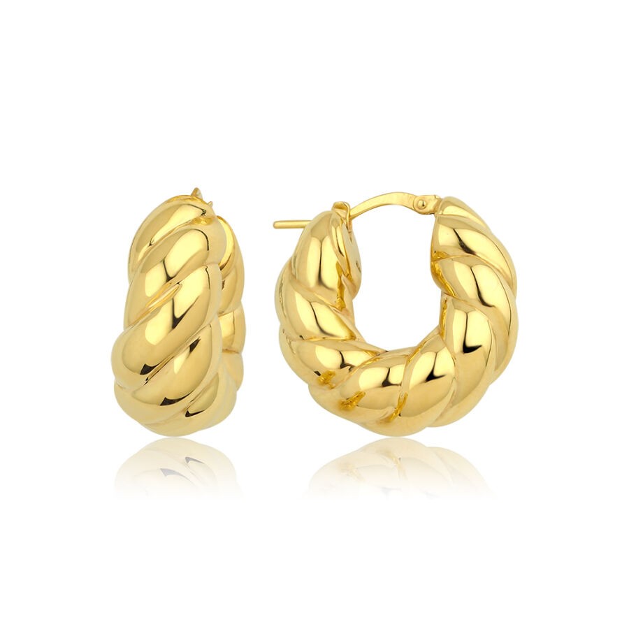 Gold Twisted Domed Hoop Earrings