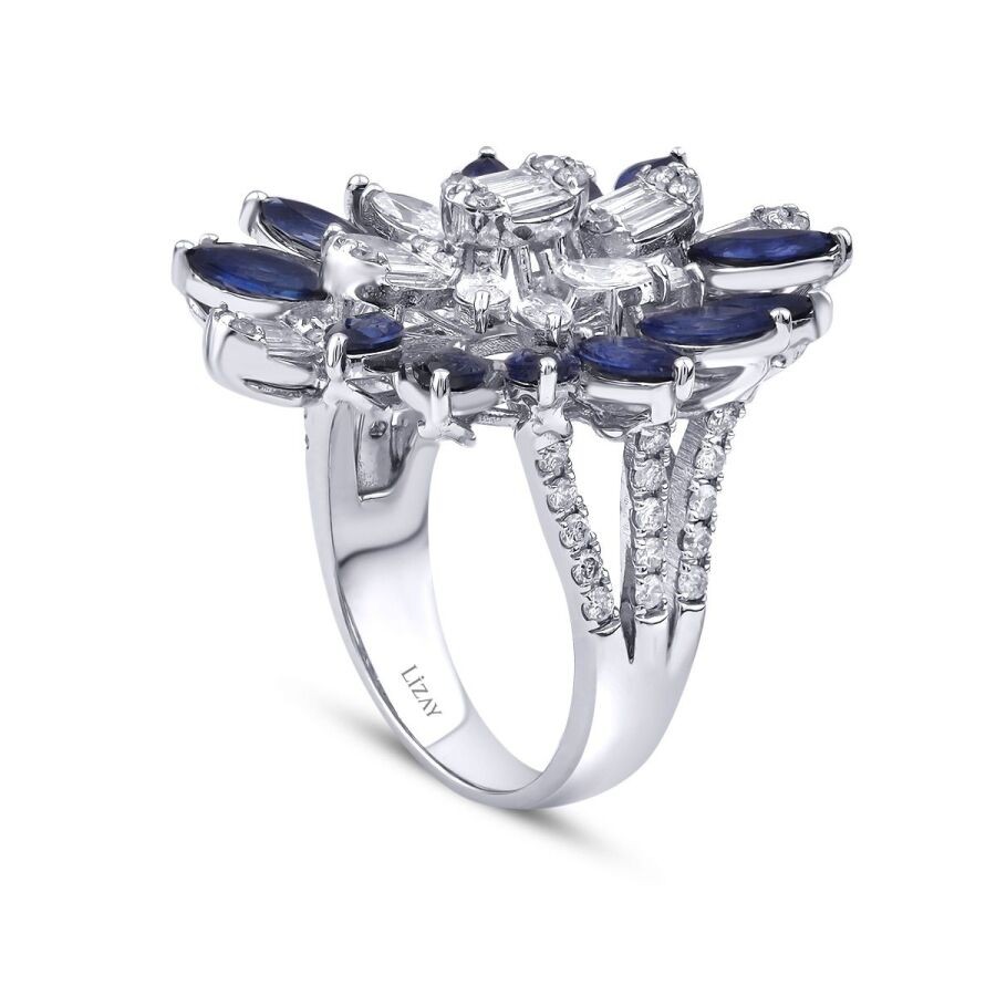 5.21 Carat Diamond Sapphire Ring