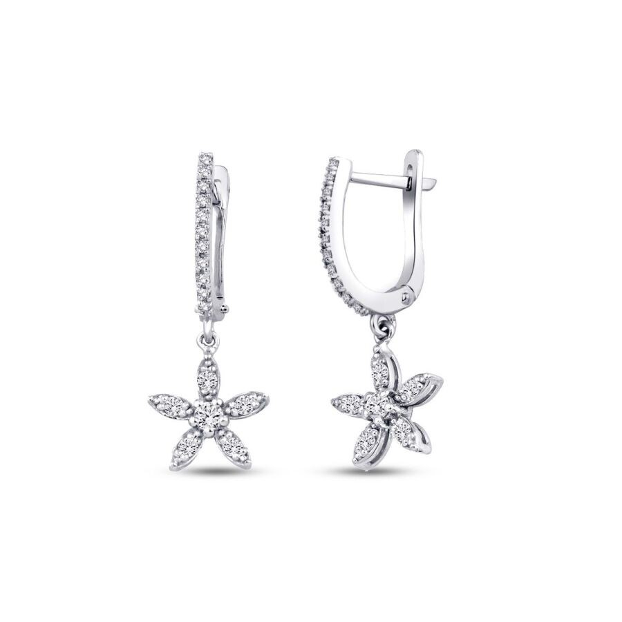 0.35 Carat Diamond Flower Earrings