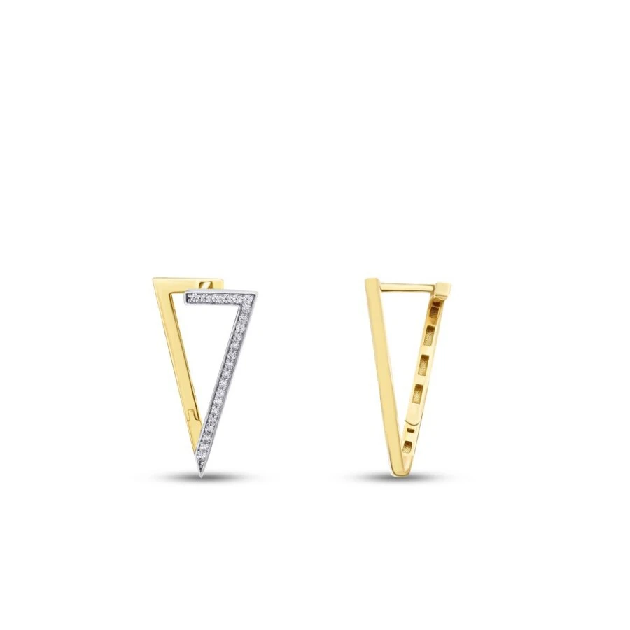 Gold Triangle Stone Earrings