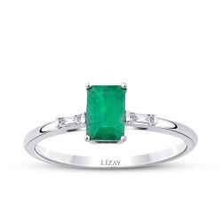 0.59 Carat Diamond Emerald Ring