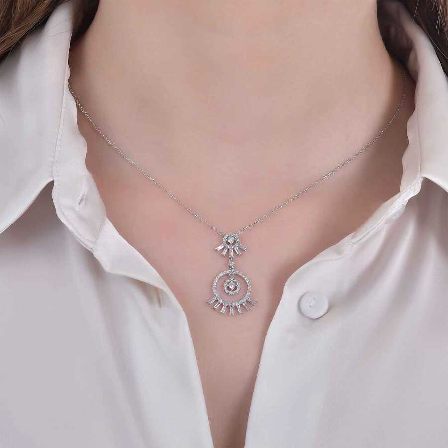 0.63 Carat Diamond Baguette Necklace