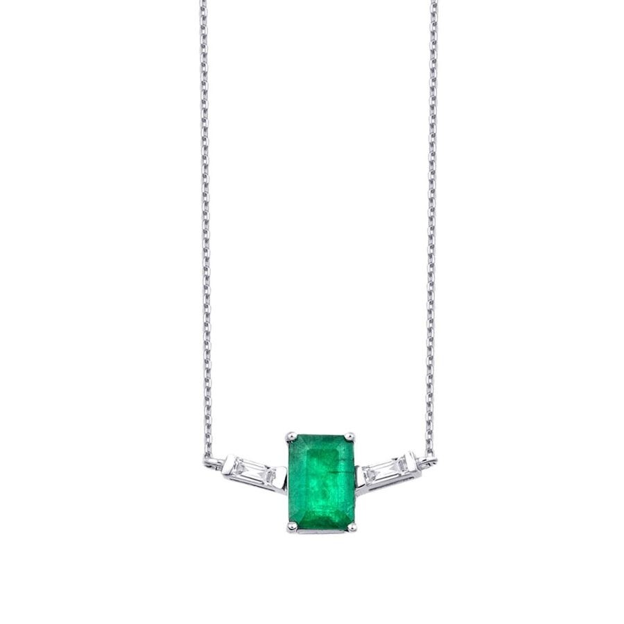 0,69 Karat Diamant Smaragd Halskette
