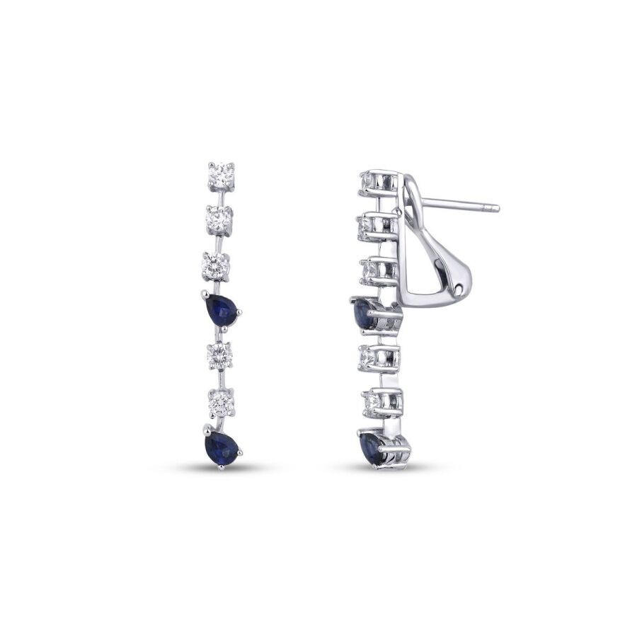 1.14 Carat Diamond Sapphire Earrings