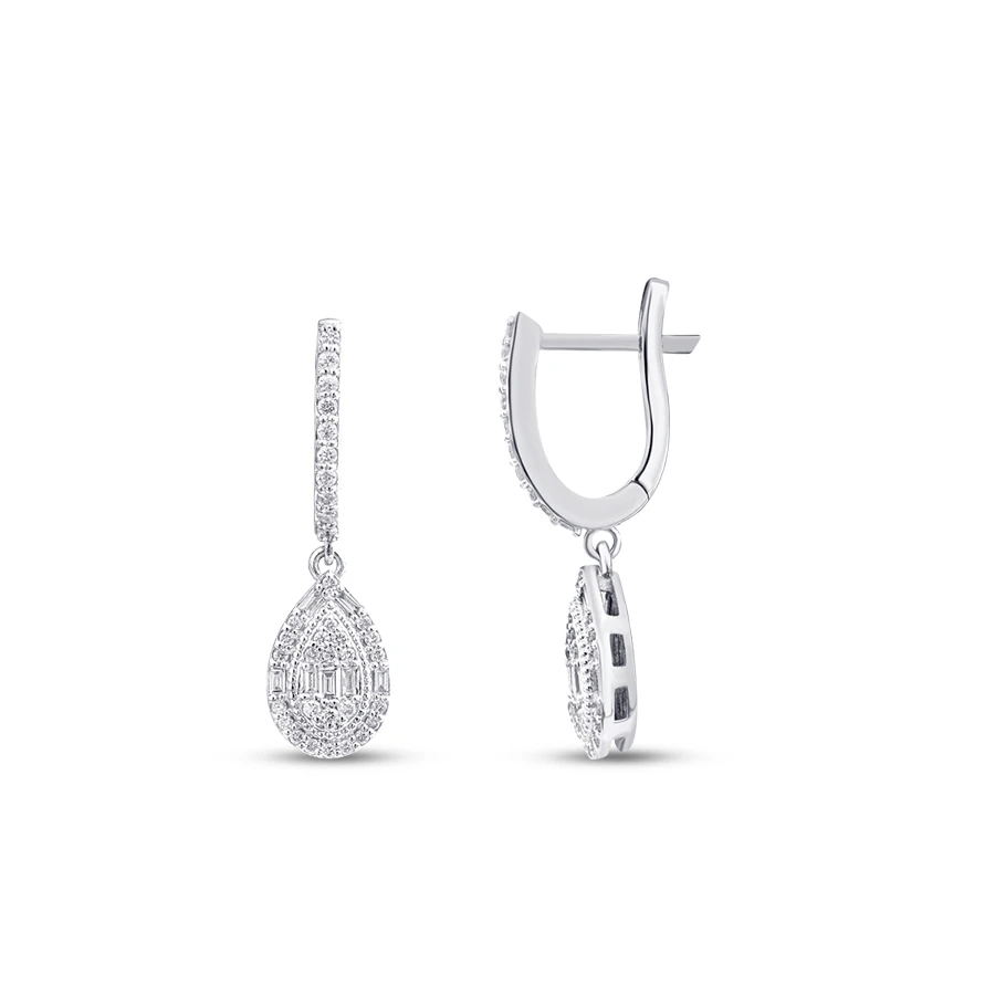 0.47 Carat Diamond Pear Baguette Earrings