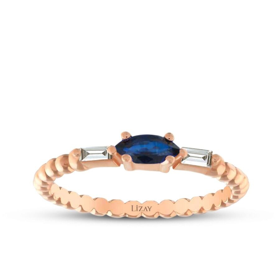 0.22 Carat Diamond Sapphire Ring