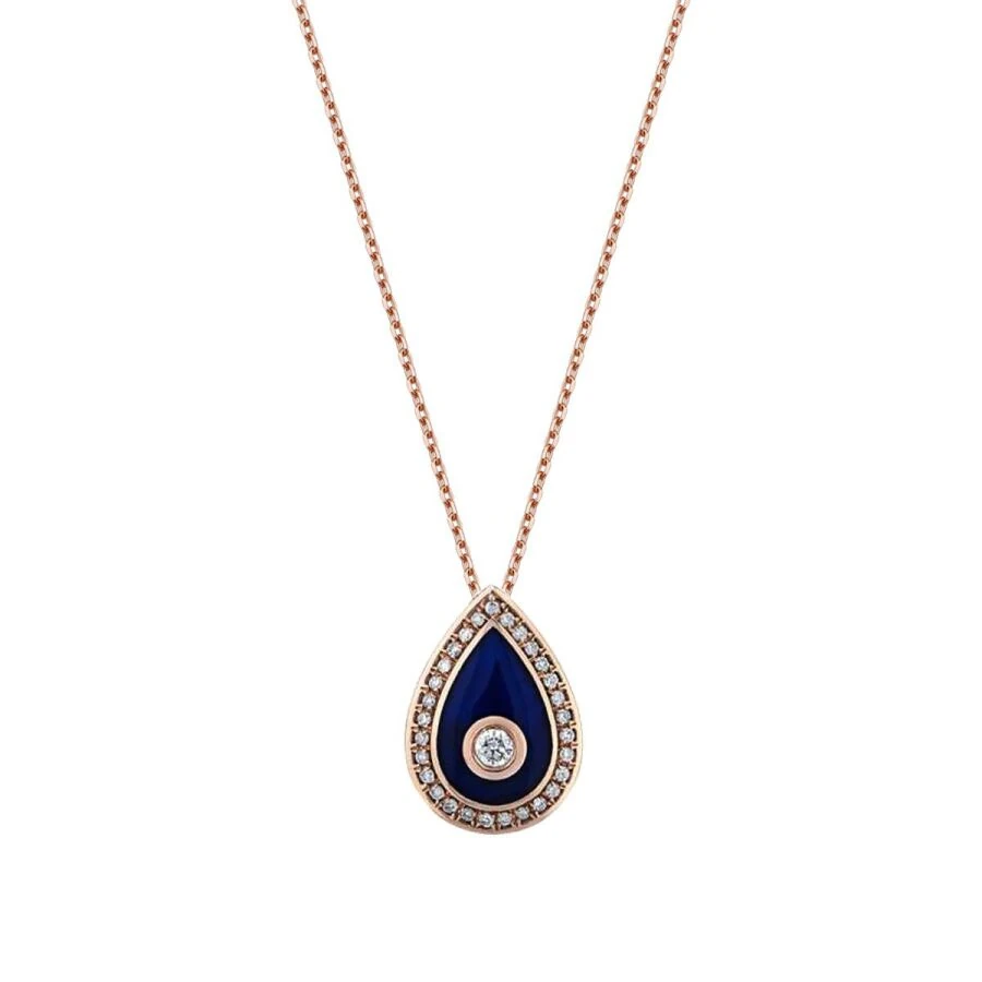 0.12 Carat Diamond Enamel Pear Necklace