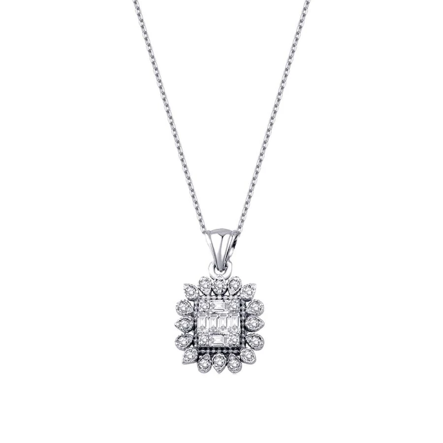 0.12 ct. Diamant Baguette Halskette