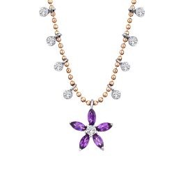 0.57 Carat Diamond Colored Stone Necklace