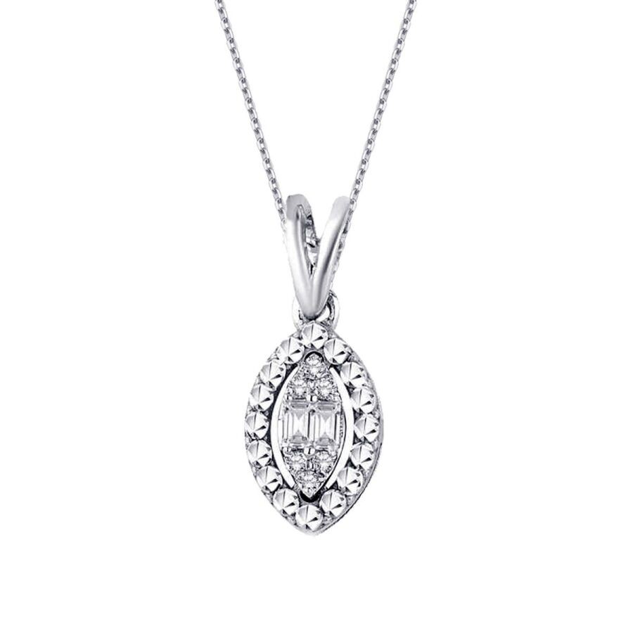 0.05 Carat Diamond Pear Baguette Necklace