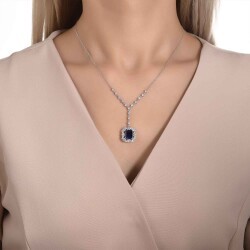 3.88 Carat Diamond Sapphire Necklace