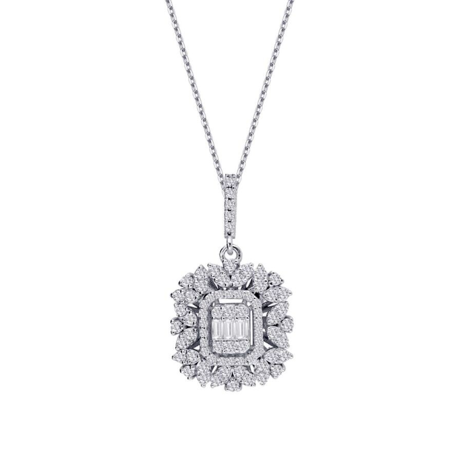 0.49 Carat Diamond Baguette Necklace