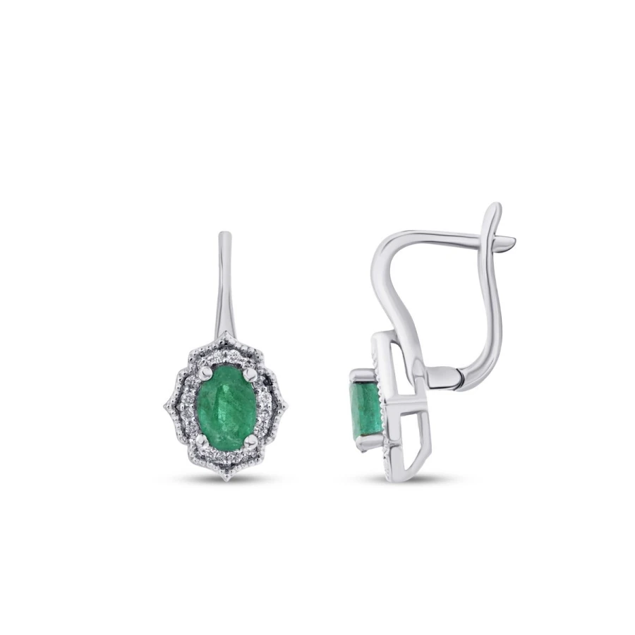 0.94 Carat Diamond Emerald Earrings