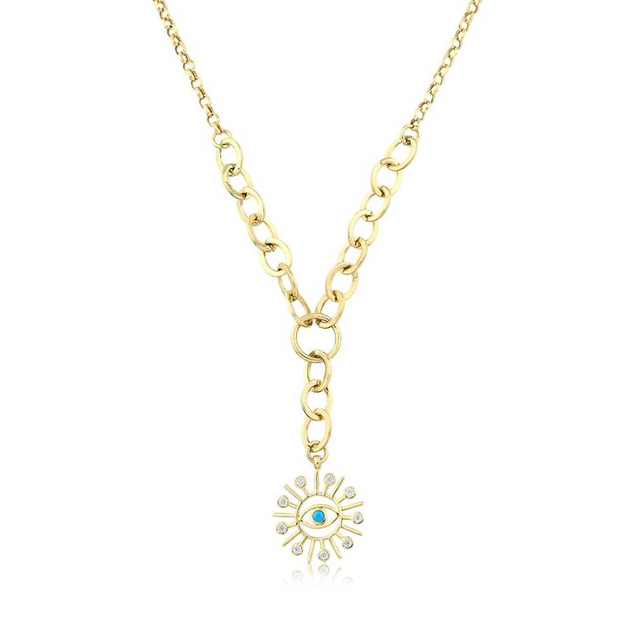 Gold Chain Blue Eye Necklace