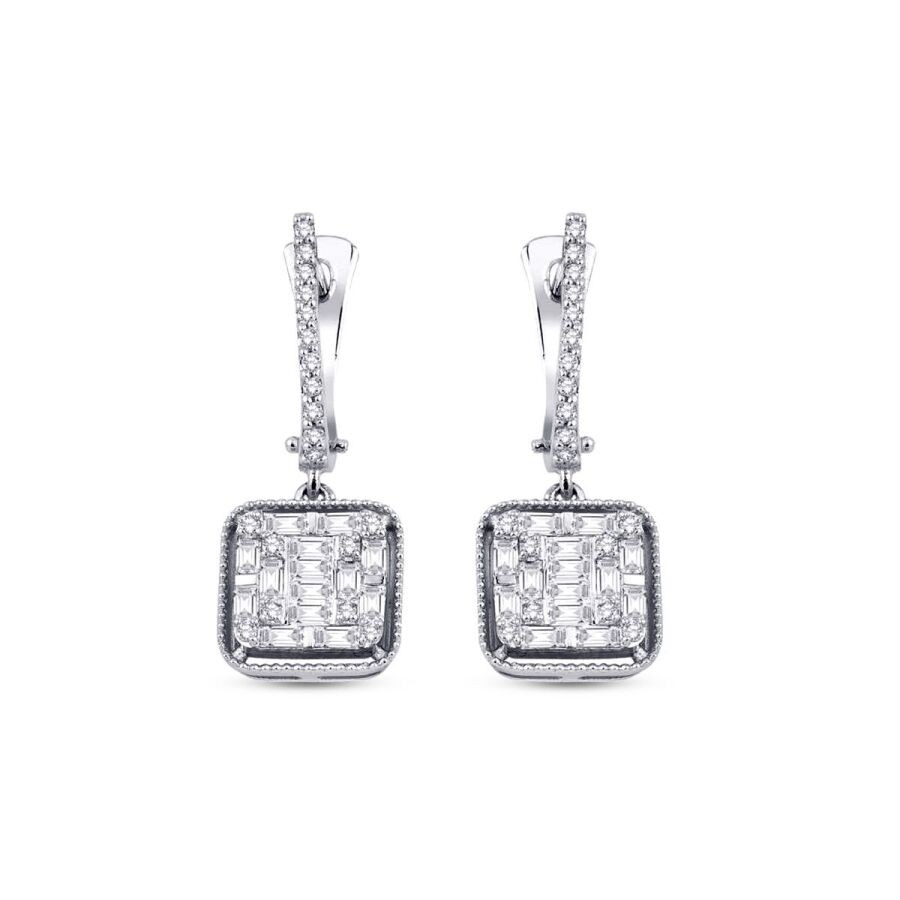 0.70 Carat Diamond Baguette Earrings