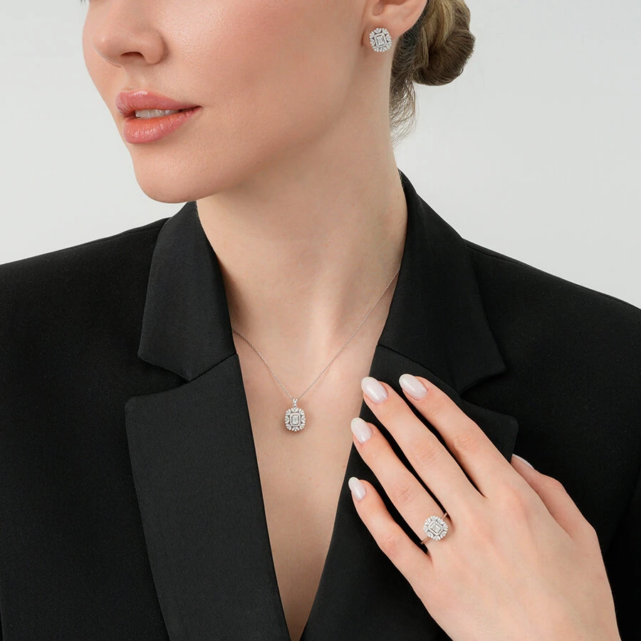 0.59 Carat Diamond Baguette Earrings