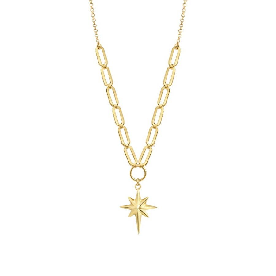 Gold North Star Paperclip Necklace