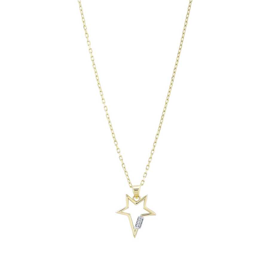 Gold White Stone Star Necklace