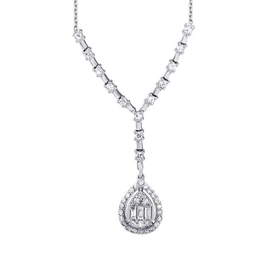 0.50 Carat Diamond Baguette Pear Necklace