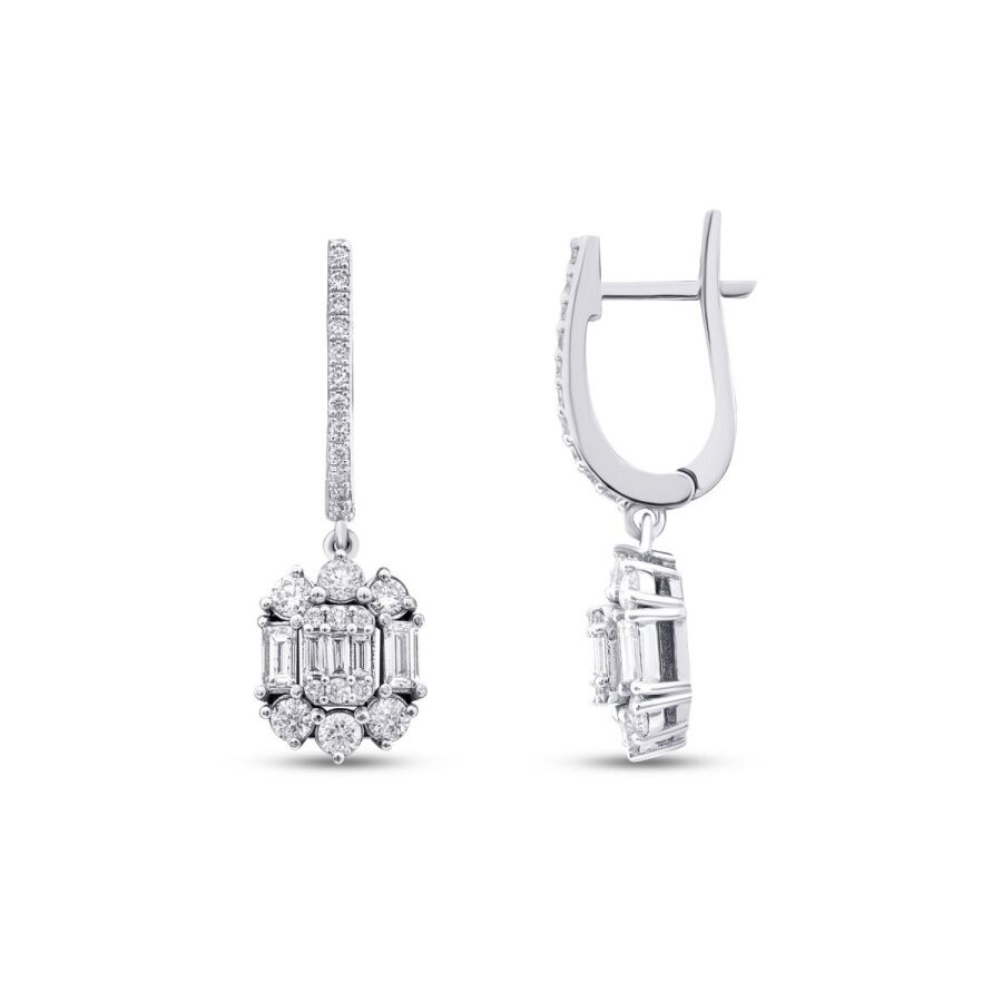 1.18 Carat Diamond Baguette Earrings