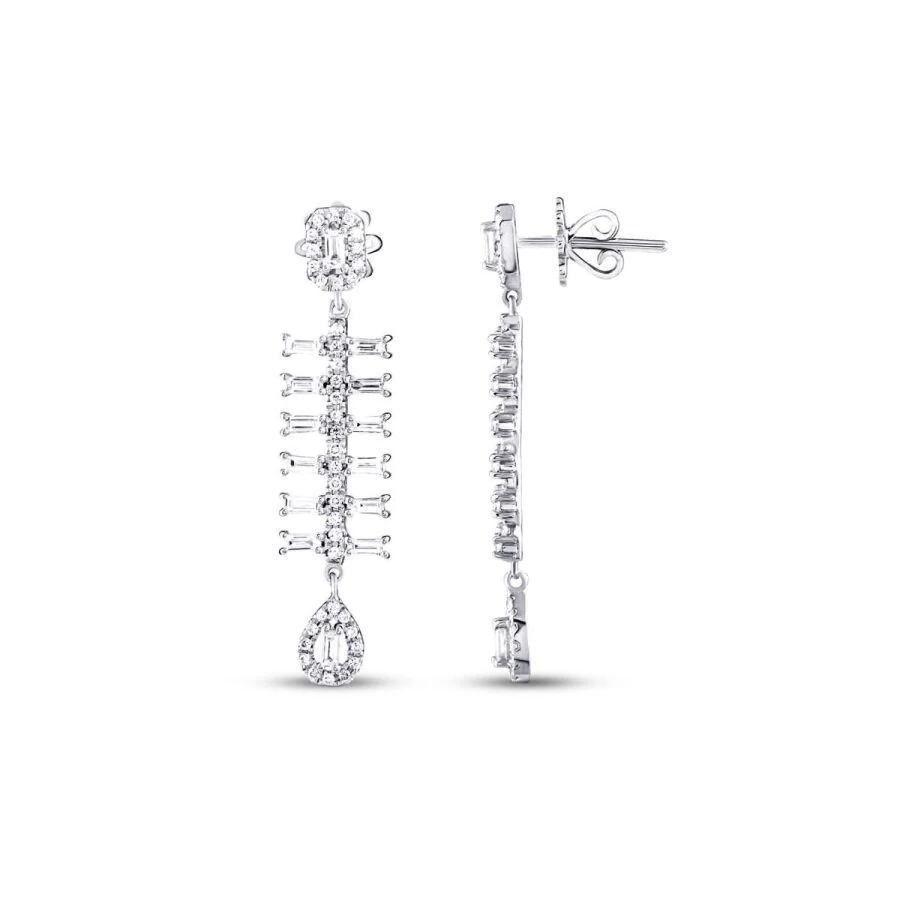 0.98 Carat Diamond Baguette Earrings