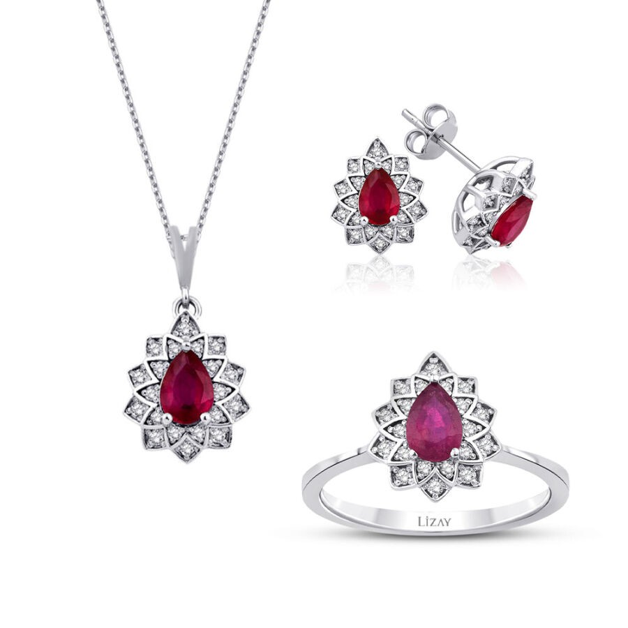 2.50 Carat Diamond Ruby Set