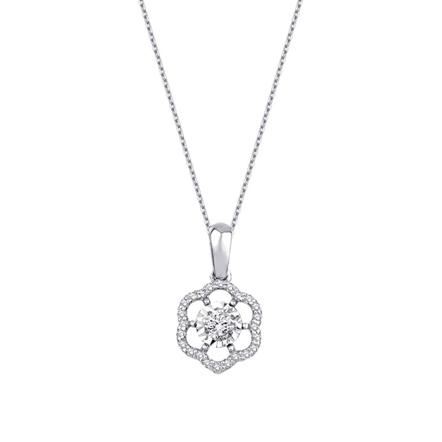 0.15 ct. Diamant Blumen Halskette
