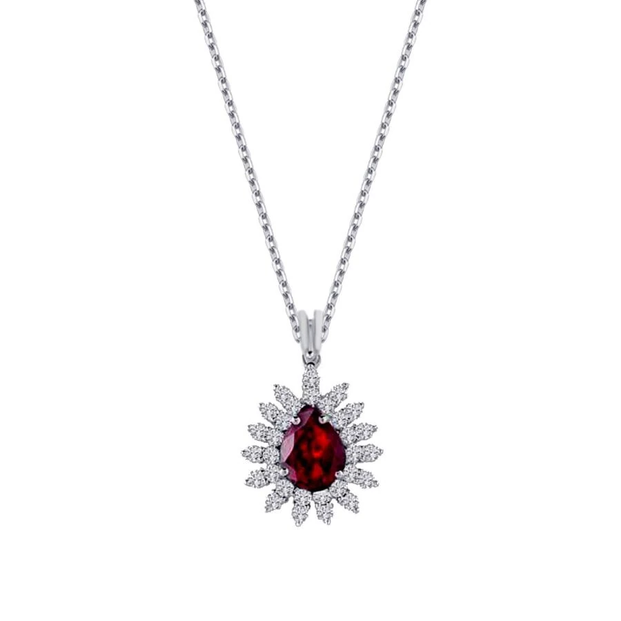 3.12 Carat Diamond Pear Ruby Necklace