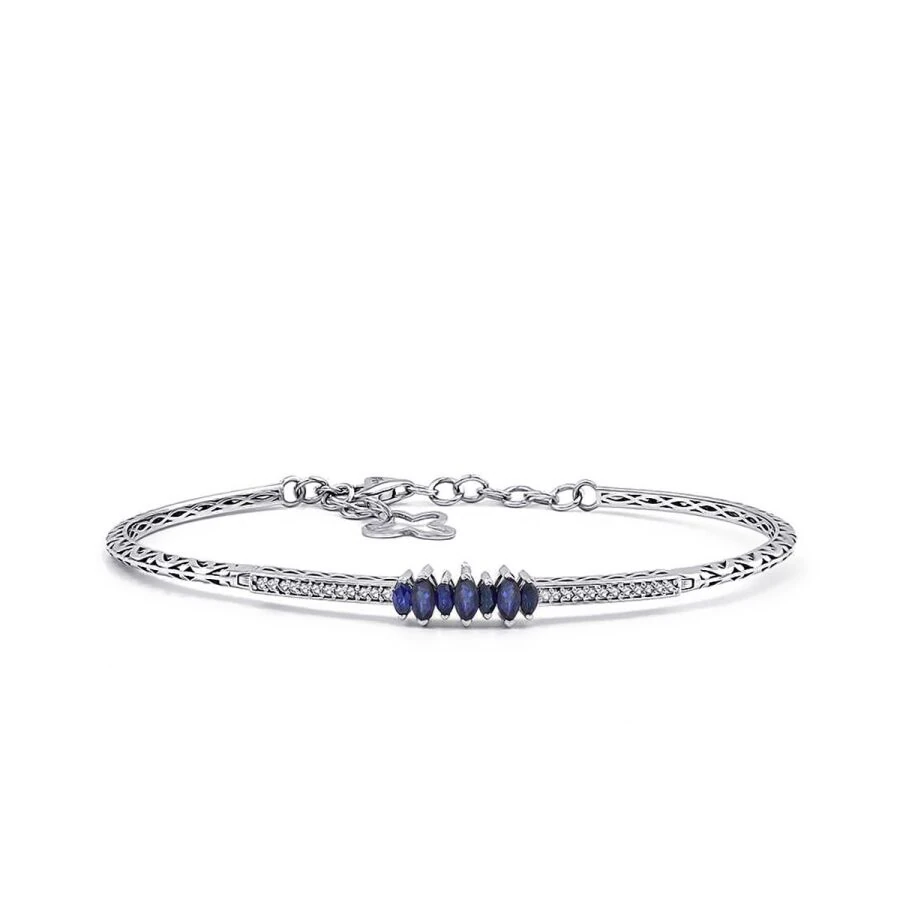 0.54 Carat Diamond Sapphire Bangle