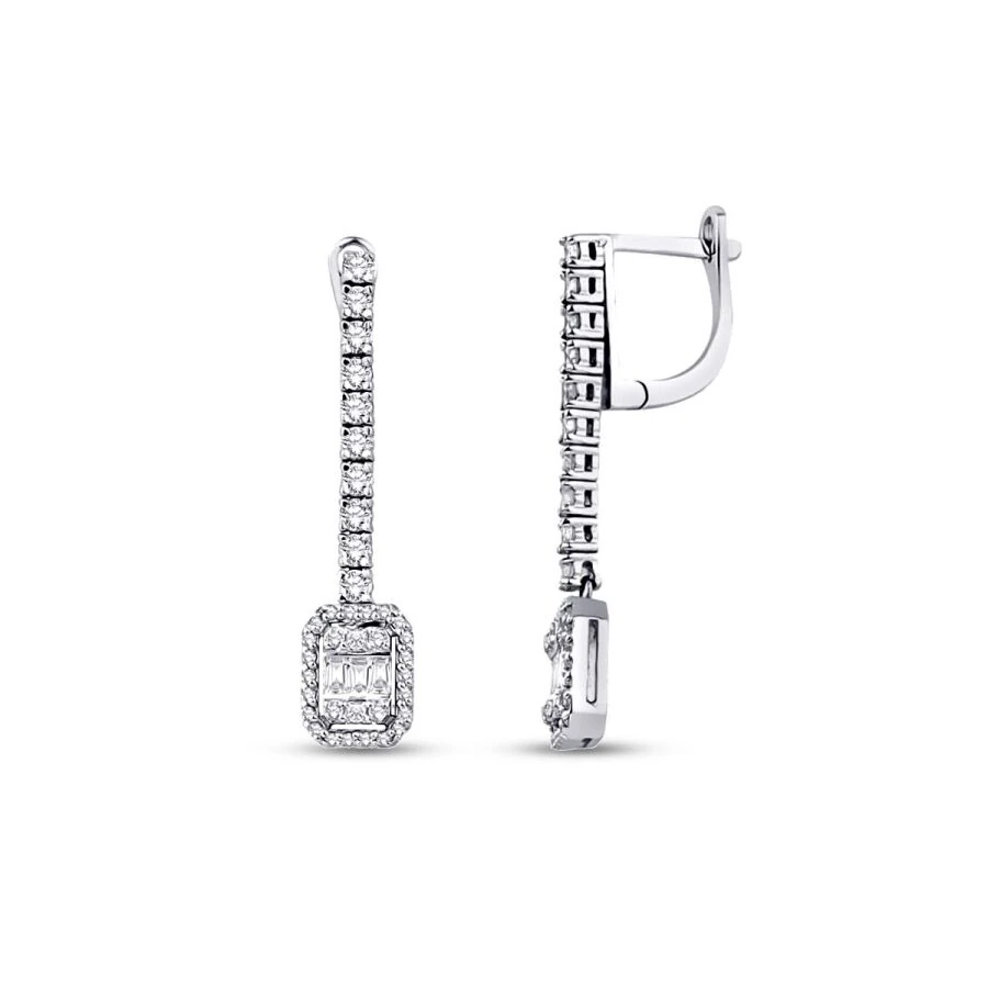 0.99 Carat Diamond Baguette Earrings