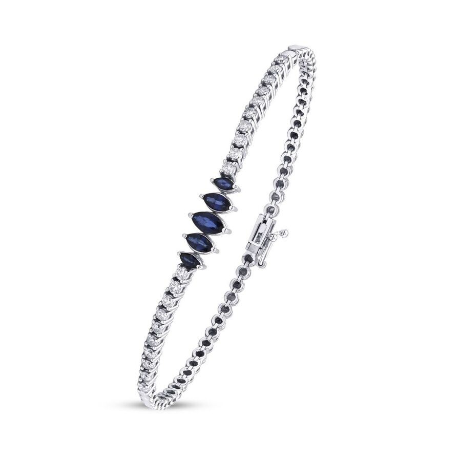 1.61 Carat Diamond Sapphire Bracelet