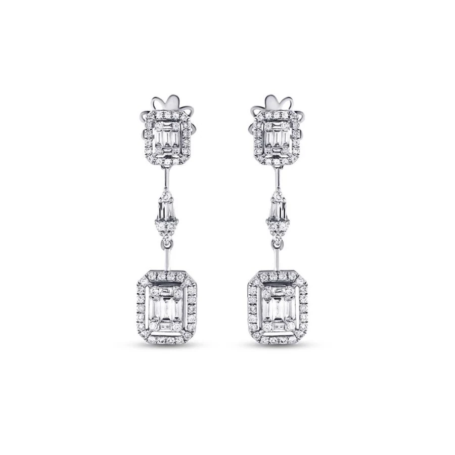 1.00 Carat Diamond Baguette Earrings