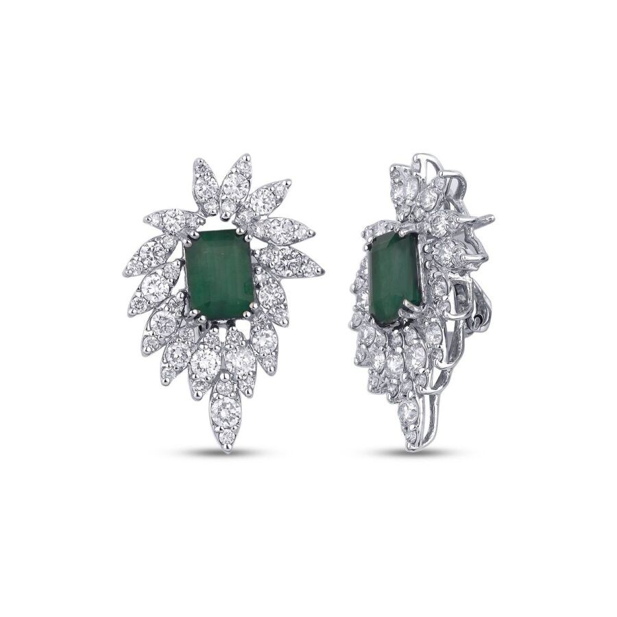 5.60 Carat Diamond Emerald Earrings