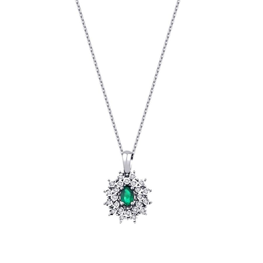 0.31 Carat Diamond Emerald Necklace