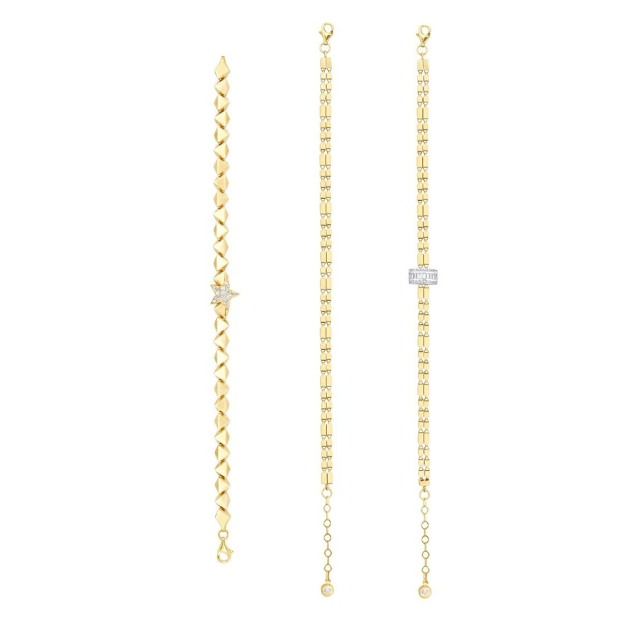 Gold Chain-Detail Baguette Bracelet