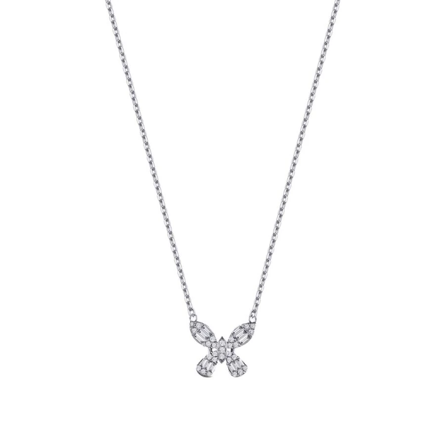 0.38 Carat Diamond Butterfly Baguette Necklace