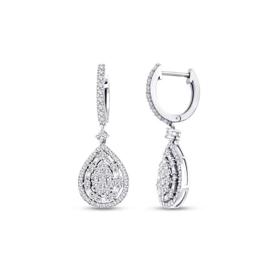 1.39 Carat Diamond Baguette Earrings