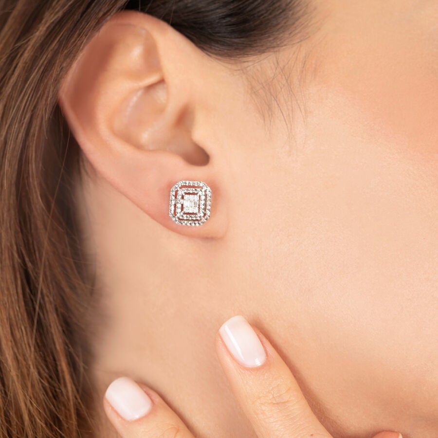 0.14 Carat Diamond Baguette Earrings