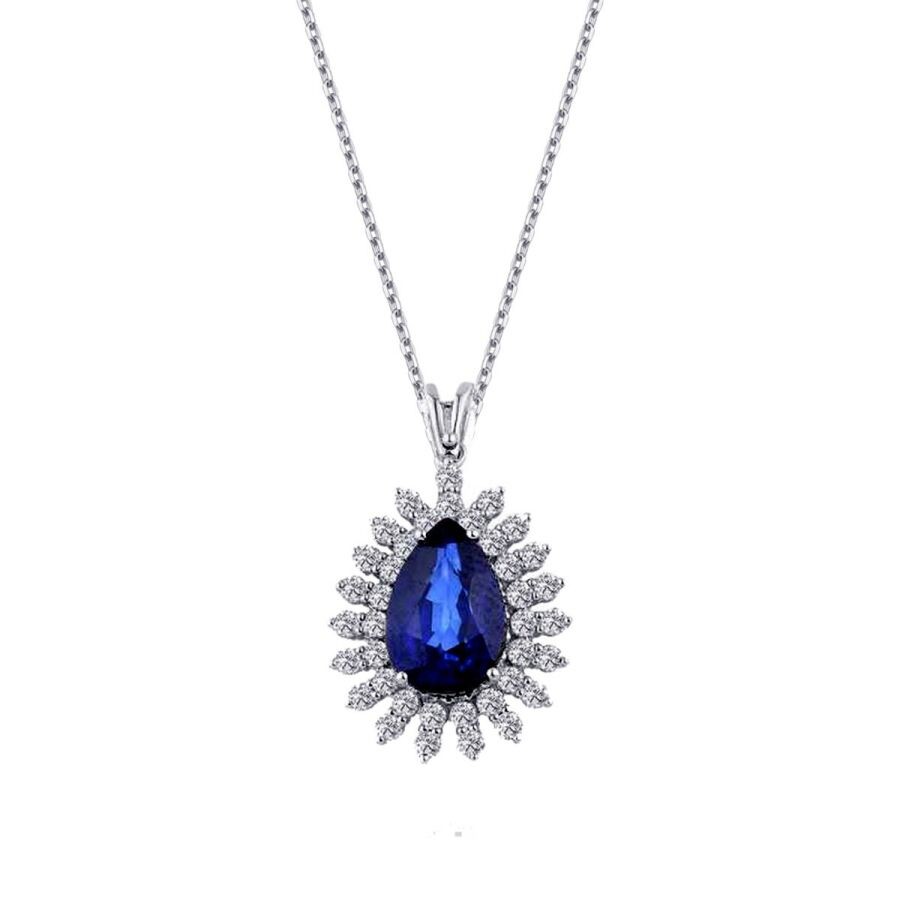 5,56 Karat Diamant Saphir Halskette
