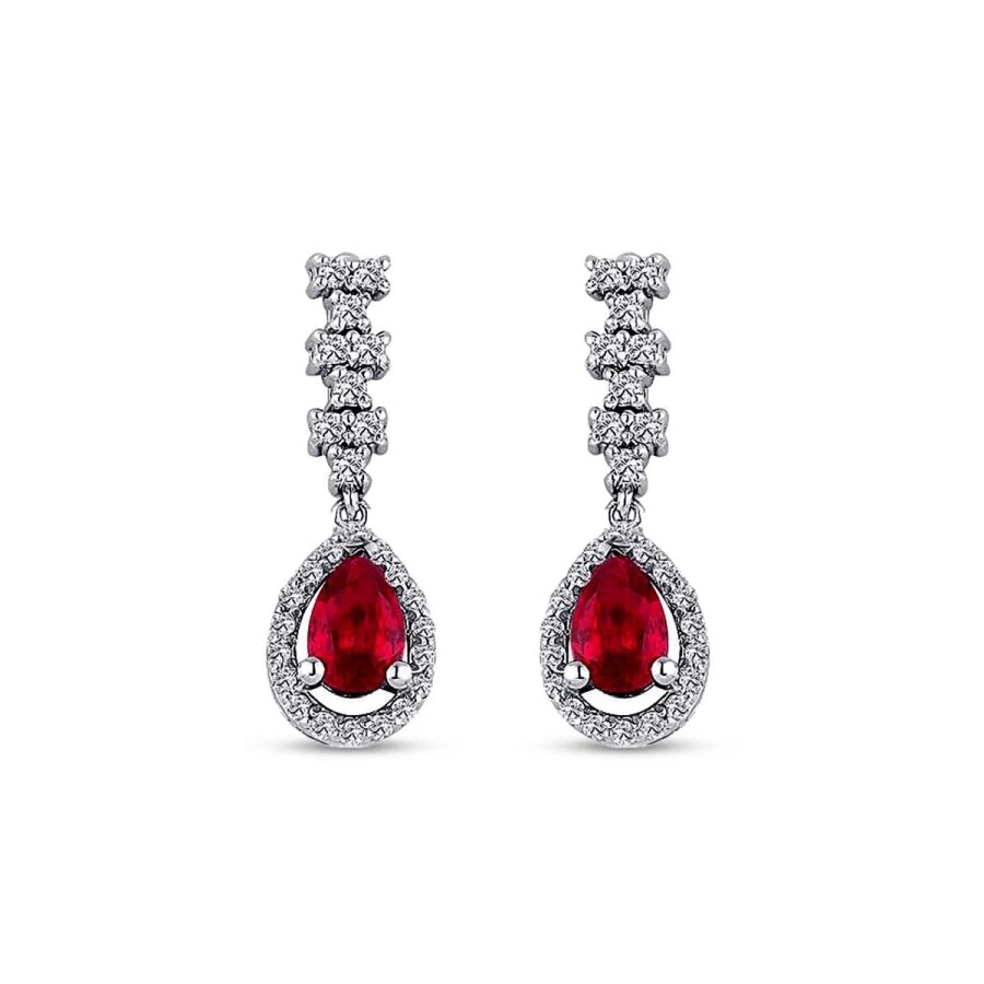 2.07 Carat Diamond Ruby Earrings