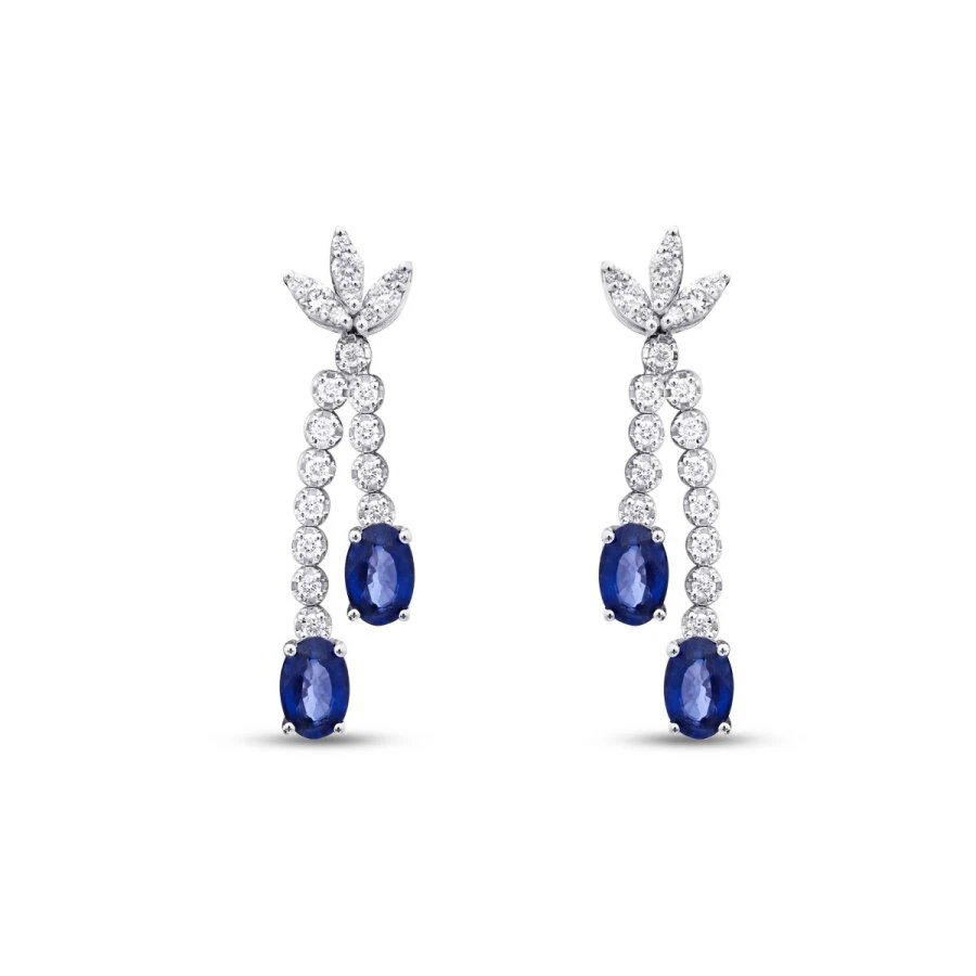 2.85 Carat Diamond Sapphire Earrings